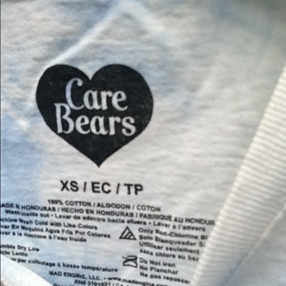 New Care Bears Graphic Print Grumpy Bear Tie-Dye Raw Hem Crop T-shirt - Picture 3 of 7